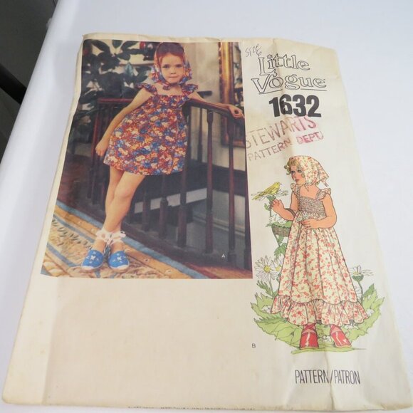 Little Vogue 1632 Clothing Pattern Sun Dress, Bloomers, Scarf complete - Picture 2 of 8